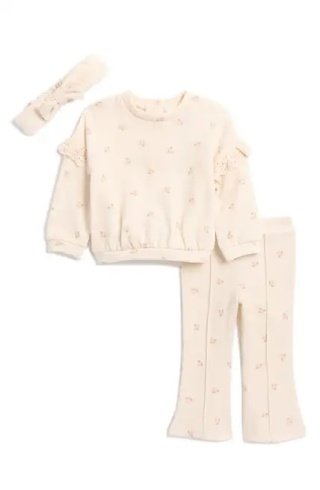 Komplet dla dziewczynki - spodnie, bluza i opaska (0-3 m-ce)