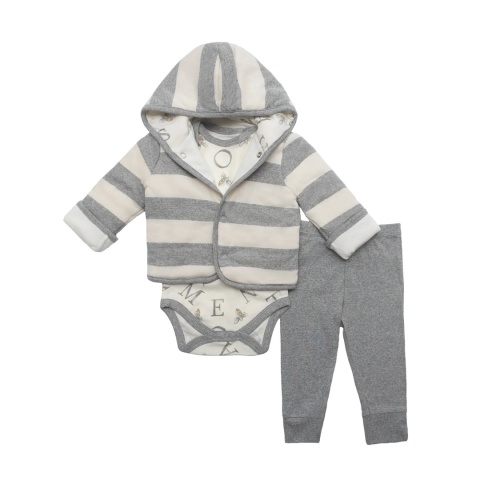 Szary komplet niemowlęcy 100% bawełna - bluza, body i spodnie (3-6 mcy) Szary komplet niemowlęcy 100% bawełna - bluza, body i spodnie (3-6 mcy)